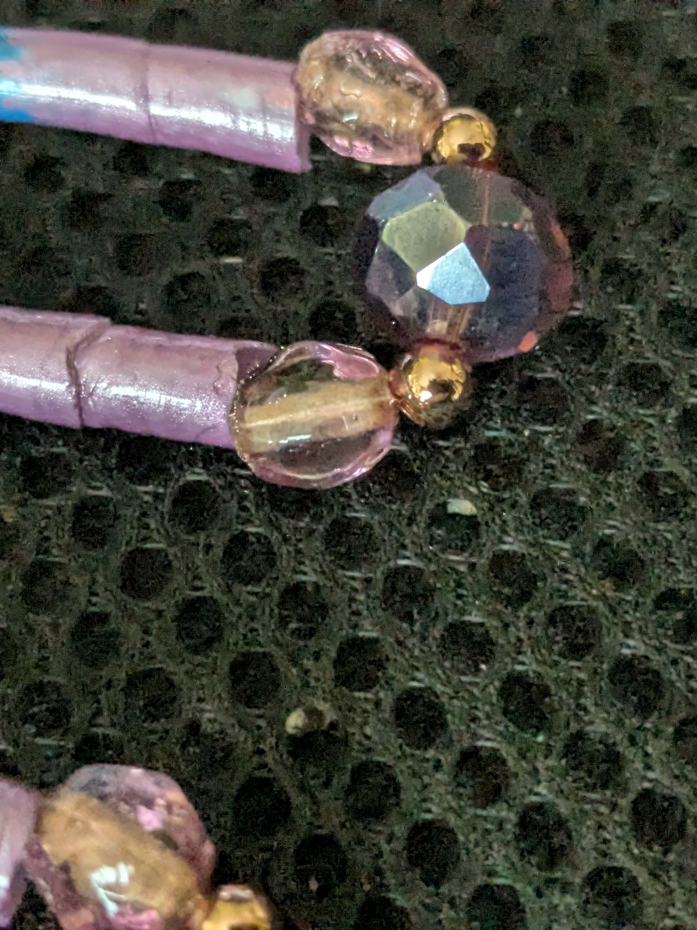 Holographic Mirror Blue & Purple Geometric Tribal Dangle Earrings - Picture 6 of 6